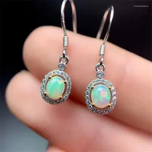 Boucles d'oreilles en argent 925 incrustées d'opale naturelle, bijoux pour femmes, couleurs magnifiques éblouissantes