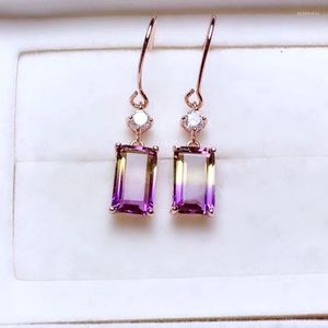 Boucles d'oreilles à tige en argent Sterling 925, cadeau de fiançailles, amétrine naturelle et véritable