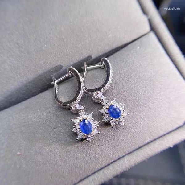 Boucles d'oreilles Stud The Party Gift Real Natural Sapphire Earge 925 argent sterling