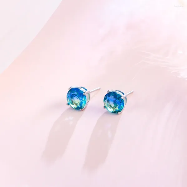 Pendientes de tuerca ThreeGraces, hermosa circonita cúbica Multicolor, circonita cúbica redonda grande para mujer, joyería de moda para fiesta diaria E1826 2024