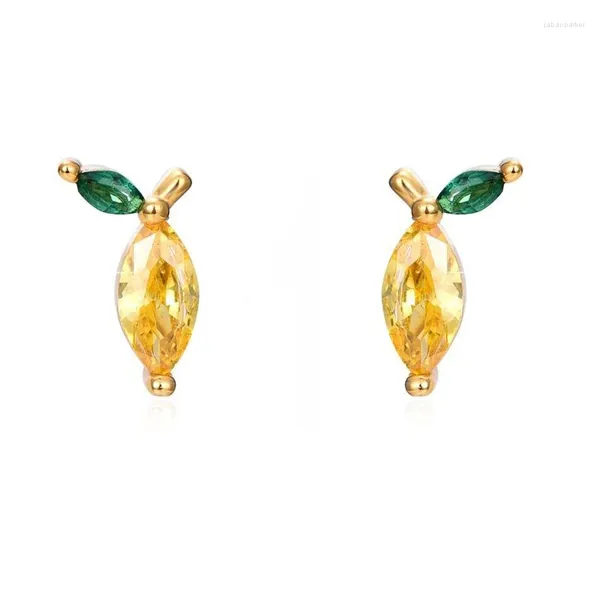 Pendientes TIANDE chapados en oro con forma de pera para mujer, Piercing de circonio amarillo, fruta pequeña, joyería de moda 2024, venta al por mayor