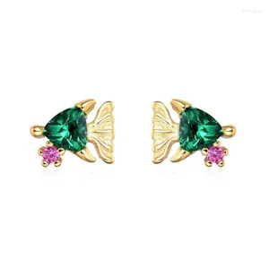 Boucles d'oreilles TIANDE plaqué or en forme de poisson pour femmes, Piercing en Zircon exquis, petit bijoux à la mode, vente en gros, 2024