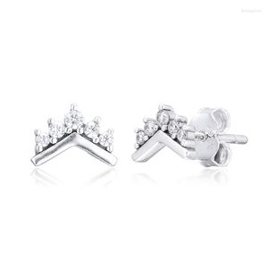 Stud -oorbellen Tiara Wishbone 925 Sterling Silver Jewelry for Women