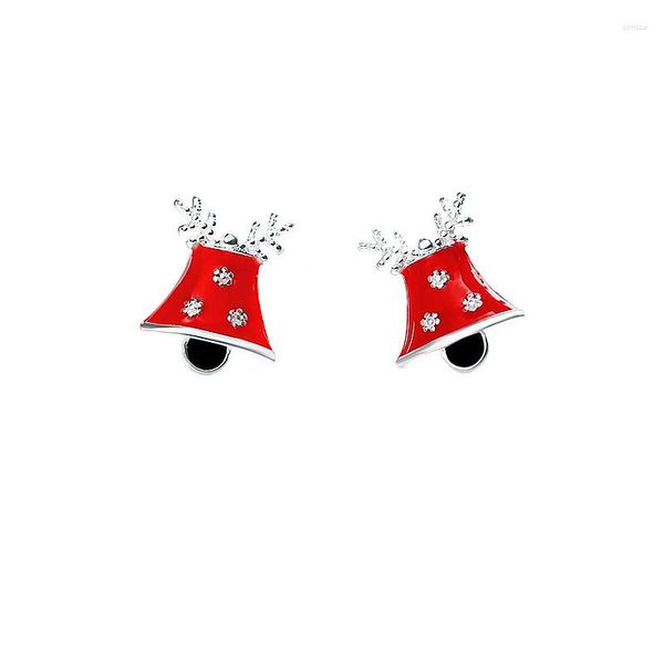 Boucles d'oreilles à tige tibétain ruban noël coréen mode cloche de neige mignon petit femmes bijoux rouge émaillé suivi de commande