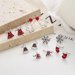 Stud Oorbellen Tigrade 925 Sterling Zilver Kerstmis Voor Vrouwen Meisjes Kerstboom Kerstmuts Sneeuwvlok Leuke Oorbel Geschenken