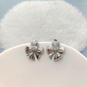 Boucles D'oreilles À Tige Intemporel Merveille Fantaisie Zircon Géo Bowknot Pour Femmes Designer Bijoux Punk Ins Fête De Luxe Doux Rare Cadeau 6489