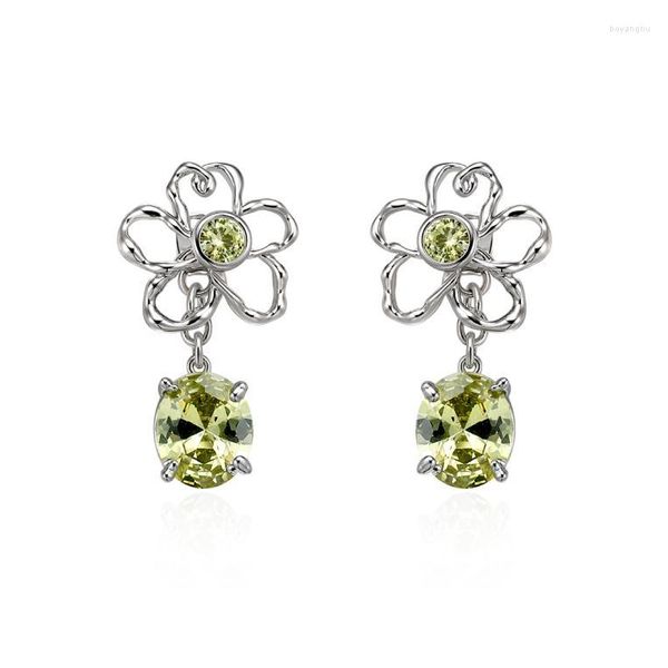 Boucles d'oreilles à tige Timeless Wonder Shiny Zirconia Geo Floral Swing Pour Femmes Designer Bijoux Ins Top Doux Cadeau Coréen Mélange Polyvalent 2261