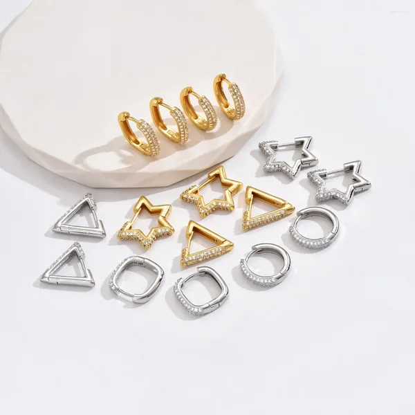 Boucles d'oreilles rondes en Zircon pour femmes, petit point, géométrie en forme de U, Micro incrustation cubique, boucle à la mode, bijoux cadeau