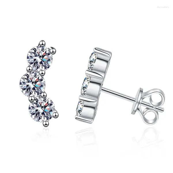 Pendientes de tuerca TKJ de Plata de Ley 925, moissanita Simple de Color D para mujer, Glamour, joyería para fiesta de cóctel, regalo de cumpleaños