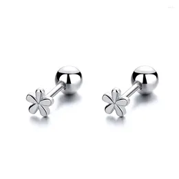 TKJ – boucles d'oreilles simples en argent Sterling 925, fleur filetée, percées, mignon, bijoux d'anniversaire, cadeau pour femmes
