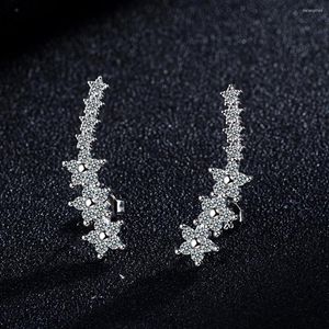 Stud -oorbellen Todorova Luxe kubieke zirkoon ster oorkruipers voor vrouwen witte kristal klimmers feestaccessoires