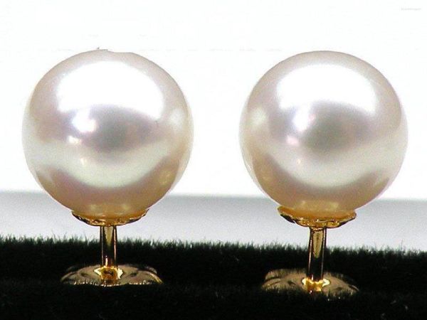 Aretes PENDIENTES DE PERLAS AKOYA BLANCAS REDONDAS PERFECTAS DE GRADO SUPERIOR DE 8 MM ORO MACIZO 14K/20