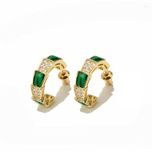 Boucles d'oreilles étalons de qualité Micro Pave Cz Crystals Snake Knot Style vert rouge noir blanc Céramic Studs For Women Fashion Bijoux