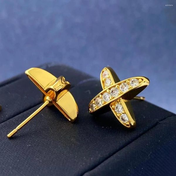 Pendientes de tuerca tendencia clásica buena calidad marca regalos de aniversario para mujeres compromiso de boda joyería de lujo circonita cruzada