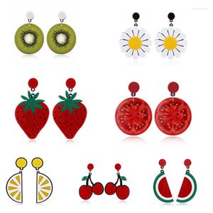 Boucles d'oreilles tendance classique Vintage acrylique fraise cerise pour femmes mode bohême vacances bijoux cadeau de fête