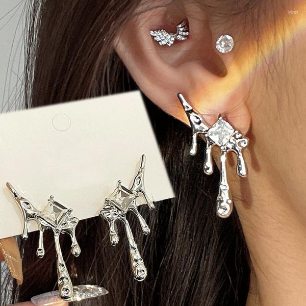 Boucles d'oreilles tendance gouttelettes d'eau de lave Zircon clous d'oreille Design personnalisé Super Flash INS Style pour femmes accessoires Sexy