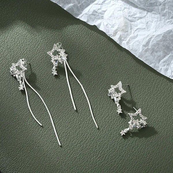 Les boucles d'oreilles de goujon tendance longs fil glas de filetage de filetage grimpent les pendentifs d'étoiles