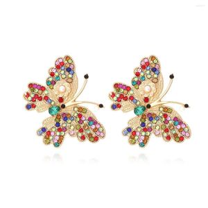 Stud -oorbellen trend metaal Multicolor Rhinestone Butterfly Studie Familie verzameling eenvoudige sieraden dames elegante accessoires cadeau