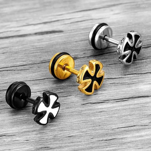 Pendientes de tuerca tendencia Unisex mujeres hombres Caballeros Templarios Cruz de Hierro oreja Piercing acero inoxidable crucifijo maltés joyería de motorista