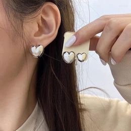 Boucles d'oreilles Stud Trend Vintage Metal Gold Silver Color Love Heart For Women Korean Japanese Fashion Ear Jewelry Girls Gift