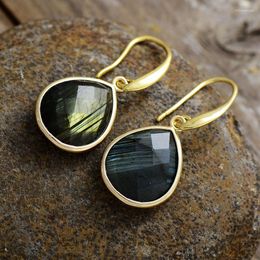Stud -oorbellen Trending goud vergulde traan labradoriete hoepel bengelen knuffelvrouw elegante natuursteen sieraden creatieve geschenken