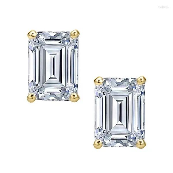 Boucles d'oreilles à la mode 0.5-1 carat D couleur coupe émeraude Moissanite femmes bijoux en argent Sterling 925 avec cadeau Gra