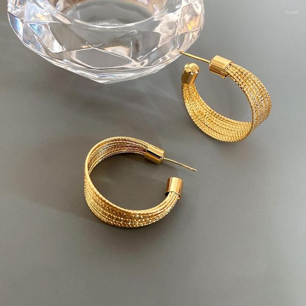 Boucles d'oreilles à la mode 14K plaqué or véritable métal géométrique pour femmes fille bijoux S925 argent aiguille mariages fête Fine cadeau