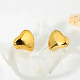 Boucles d'oreilles tendance en forme de cœur, plaqué or 16 carats, en acier inoxydable, lisse, géométrique, étanche, cadeau de bijoux, 20mm