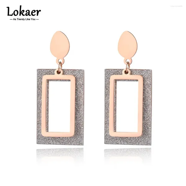 Pendientes de tuerca de acero inoxidable 316L para mujer, joyería de fiesta Rectangular geométrica, resistente al agua, personalizada, E19041