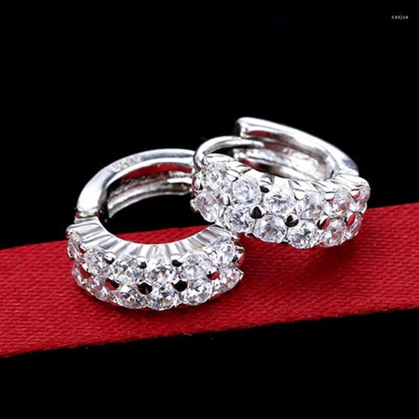 Boucles d'oreilles tendance en argent 925, aiguille Double rangée, Zircon brillant, adaptées aux femmes, cadeau, bijoux, accessoires de mode