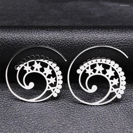 Boucles d'oreilles étalons Trendy Bohemian Star Hoop en acier inoxydable pour femmes Big Spiral Brinco Earring Bijoux Pendientes de Aro Mujer E9201S01