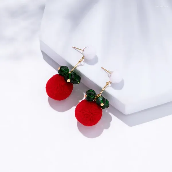 Boucles d'oreilles à la mode Cartoon Bonhomme de neige Boule de cheveux pour femmes Bijoux de Noël Bowknot Gant Perle Dangle Piercing Eardrop Ami Cadeau