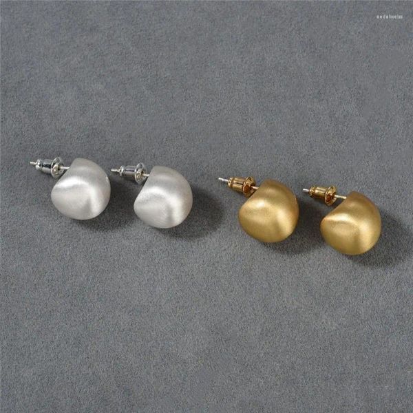 Boucles d'oreilles tendance épaisses pour femmes, Surface en métal mat, Texture dorée géométrique, bijoux inhabituels, cadeau féminin