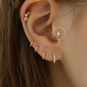 Boucles d'oreilles tendance géométrique petite boucle d'oreille Simple mode luxe cristal minuscule pour les femmes Vintage or argent couleur Mini bijoux