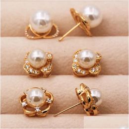 Boucles d'oreilles à la mode Gold Cuivre Plaqué Poire Cubique Zircone Pierre Pour Femmes Filles Mode Bijoux Accessoires De Mariage Gif Drop Delive Dht6E