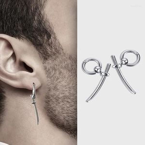 Boucles d'oreilles à la mode hommes rétro samouraï garçon croix épée en acier inoxydable Niche oreille goujons personnalité Hip-hop bijoux pour petit ami