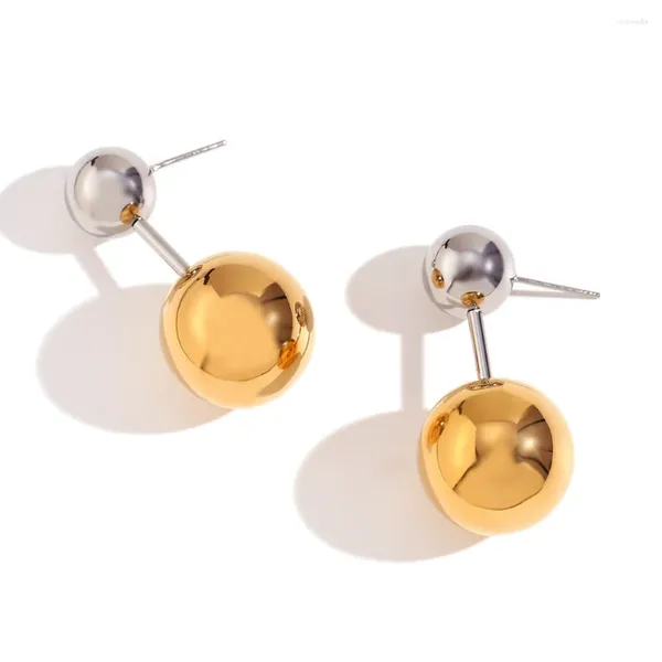 Boucles d'oreilles étalon PVD PVD Gold plaquée à balle brandisse en acier inoxydable pour femmes