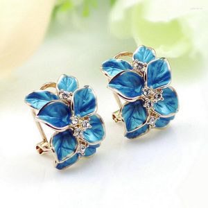 Pendientes de tuerca a la moda, Color oro rosa, cristal, azul, rojo, negro, flor, joyería de moda Vintage, regalo para mujer, gota Rigant Italina