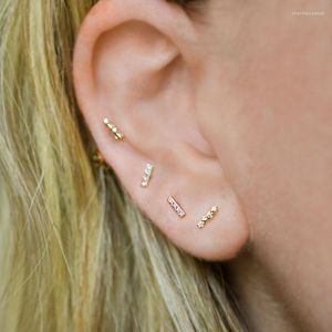 Boucles d'oreilles à la mode S925 en argent sterling Starry Diamond Bar Studs avec des diamants éblouissants