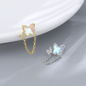 Boucles d'oreilles tendance couleur argent goutte papillon lune pierre chaîne pour femmes fille cadeau mode bijoux livraison directe en gros