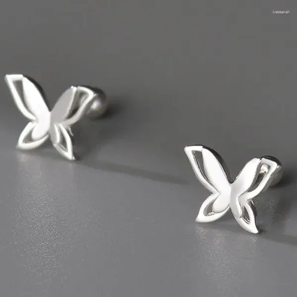 Boucles d'oreilles tendance couleur argent poli papillon élégant petit pour femmes fille cadeau bijoux de mode livraison directe en gros