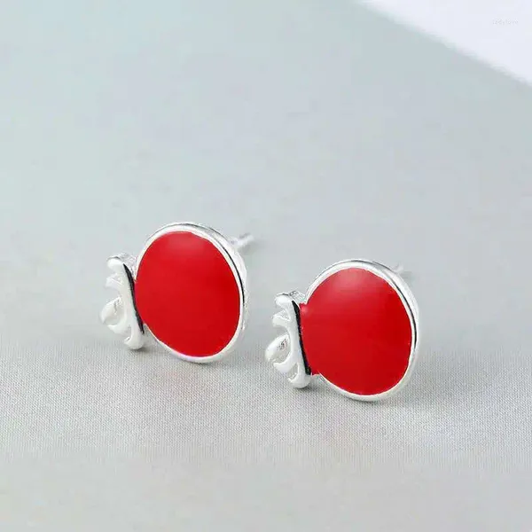 Boucles d'oreilles tendance couleur argent rouge tomate émail mignon Simple pour femmes fille cadeau mode bijoux livraison directe en gros