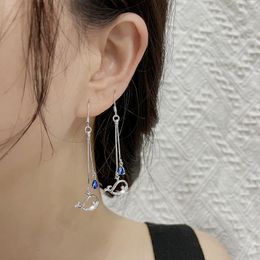 Stud Oorbellen Trendy Zilver Goud Kleur Drop Blue Whale Clear Stone Voor Vrouwen Meisje Gift Mode-sieraden Dropship Groothandel