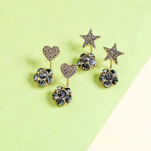 Boucles d'oreilles tendance, petite boucle d'oreille, bijoux à la mode, mignon cristal, étoile à cinq branches, cœur d'amour pour femmes, accessoires cadeaux personnalisés