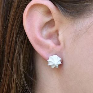 Stud Oorbellen Trendy Witte Koekjes Voor Vrouwen Feestje Leuke Verklaring Sieraden Acryl Eenvoudige Kleine Accessoires