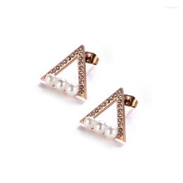 Boucles d'oreilles à tige Triangle Vintage perle Clip d'oreille femmes 2023 tendance ensemble de bijoux pour filles cadeau