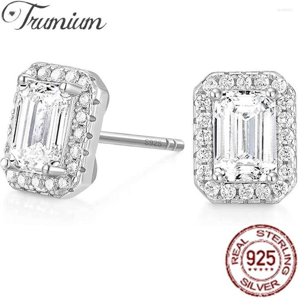 Boucles d'Oreilles Clou Trumium Argent Sterling 925 Pour Femme Emeraude / Coupe Coeur CZ Plaqué Or 14K Hypoallergénique