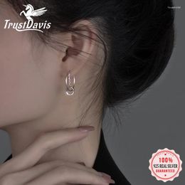 Pendientes de tuerca TrustDavis Plata de Ley 925 auténtica moda semicírculo borla redonda para mujer joyería fina para fiesta de boda DA2506