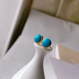 Boucles d'oreilles Stud Turquoise Classic Silver Roud Simple Round Blue Small Boucles pour femmes Fashion Charm Party in Jewelry