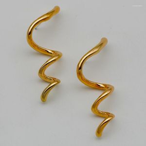 Boucles d'oreilles torsadées en métal, longues, géométriques, tendance, pour femmes, styliste de mode, cadeau irrégulier, bijoux de fête C1148